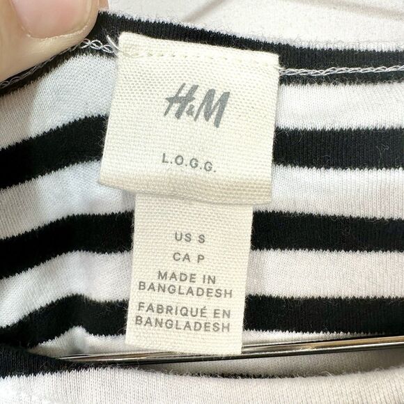 H&M Cotton Jersey Dress Black/White Stripped Halloween Beetlejuice WM Small - Picture 3 of 3